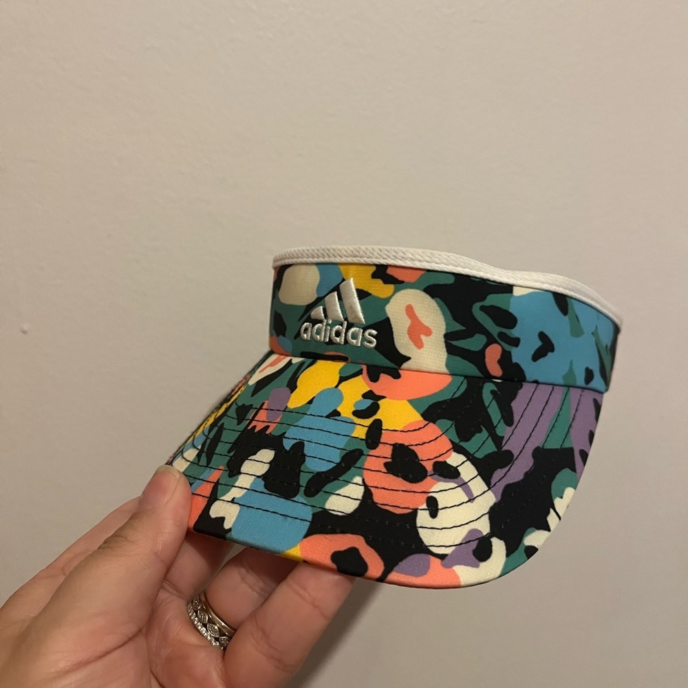 Adidas Women's Match Floral Multicolor Classic Clamp Embroidered Logo Visor - Picture 5 of 8
